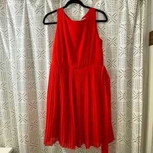 White House Black Market Red Satin Sleeveless Dress